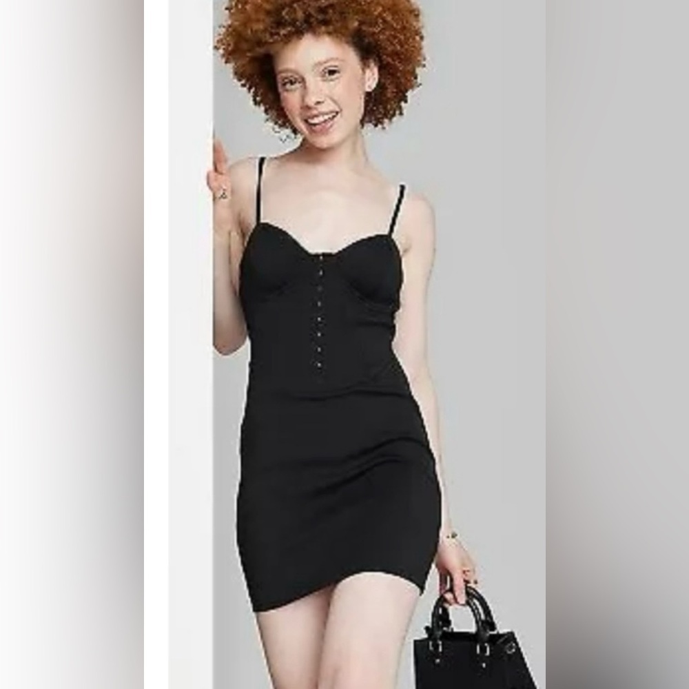 Wild Fable Sleeveless Corset Mini Bodycon Dress Black